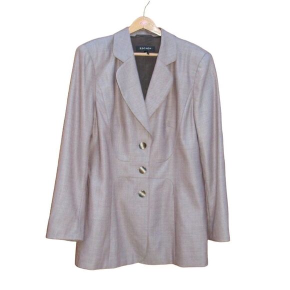 Escada Light Brown Stretch Silk Wool Blazer - Picture 1 of 9